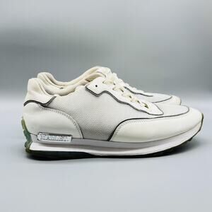 Mallet Shoes Mens 11 White Leather Low Top Mesh Trainers Athletic Sneakers